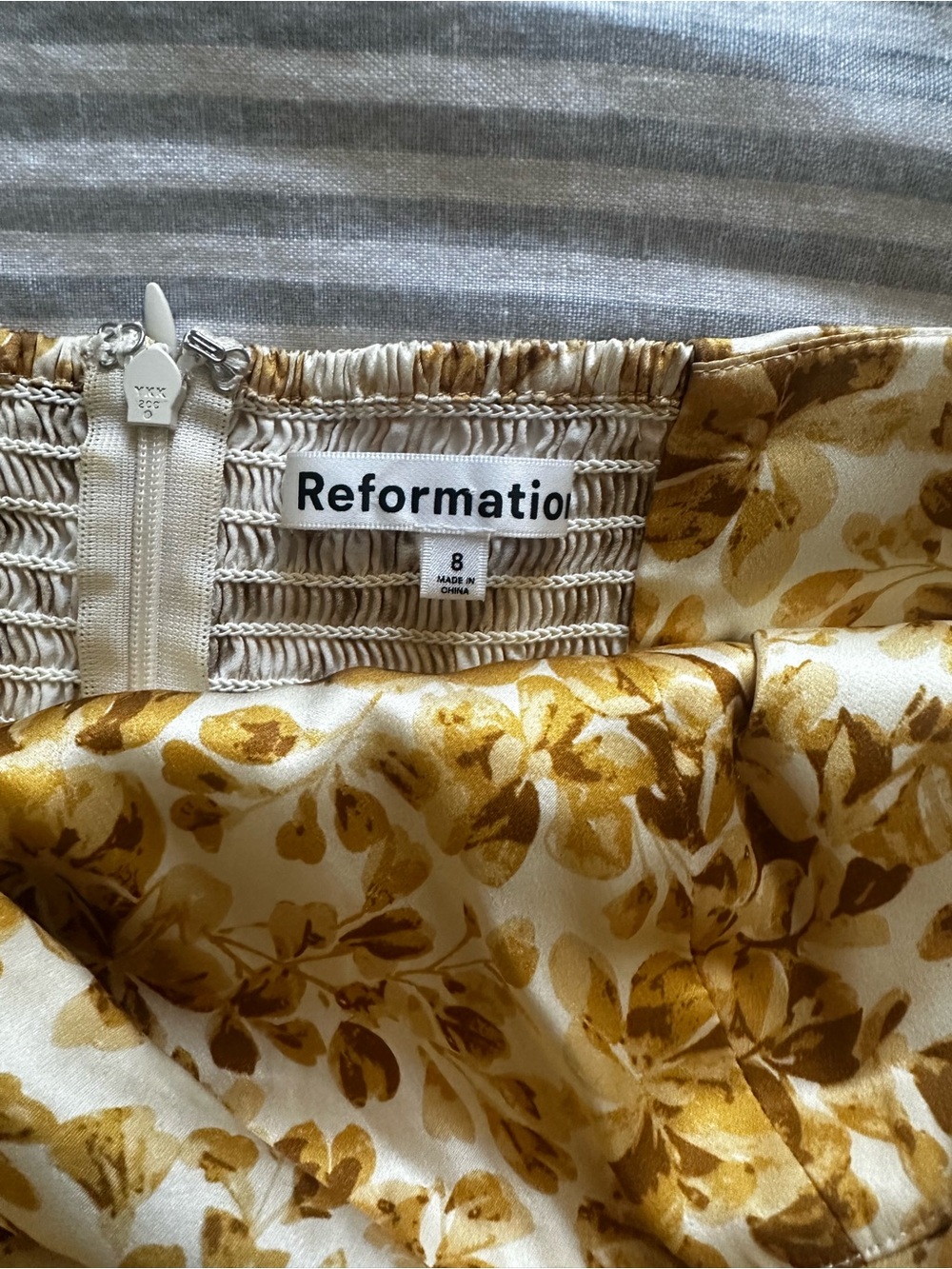 Reformation Strapless Yellow Floral Midi Dress - Picture 5 of 5